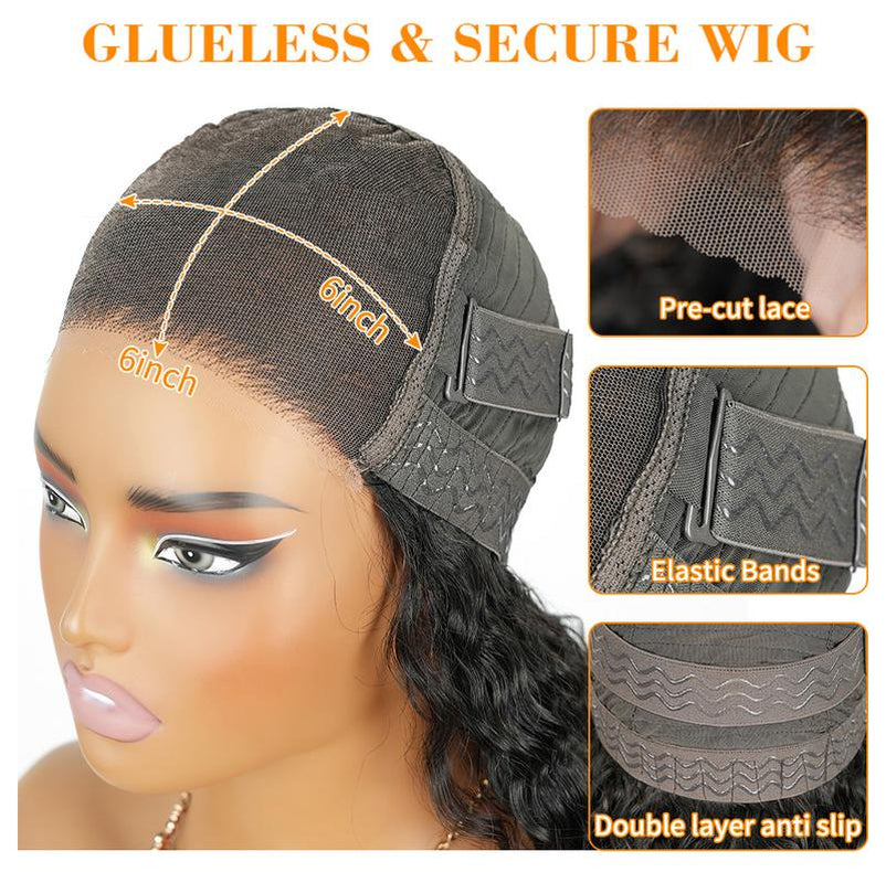 NULOOK HAIR 6X6 HD Lace Front Glueless Wig - Water Wave Human Hair, Pre-Bleached Knots, Pre-Cut Wear & Go, 200% Density Natural Hairline #Wigtok #Blackgirl #Fallfreshnessfall Deals for You